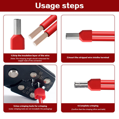 Aoyfuwell 100 pieces wire end ferrules 10 mm², twin wire end ferrules 10 mm² double set, cable flats for cable connections,