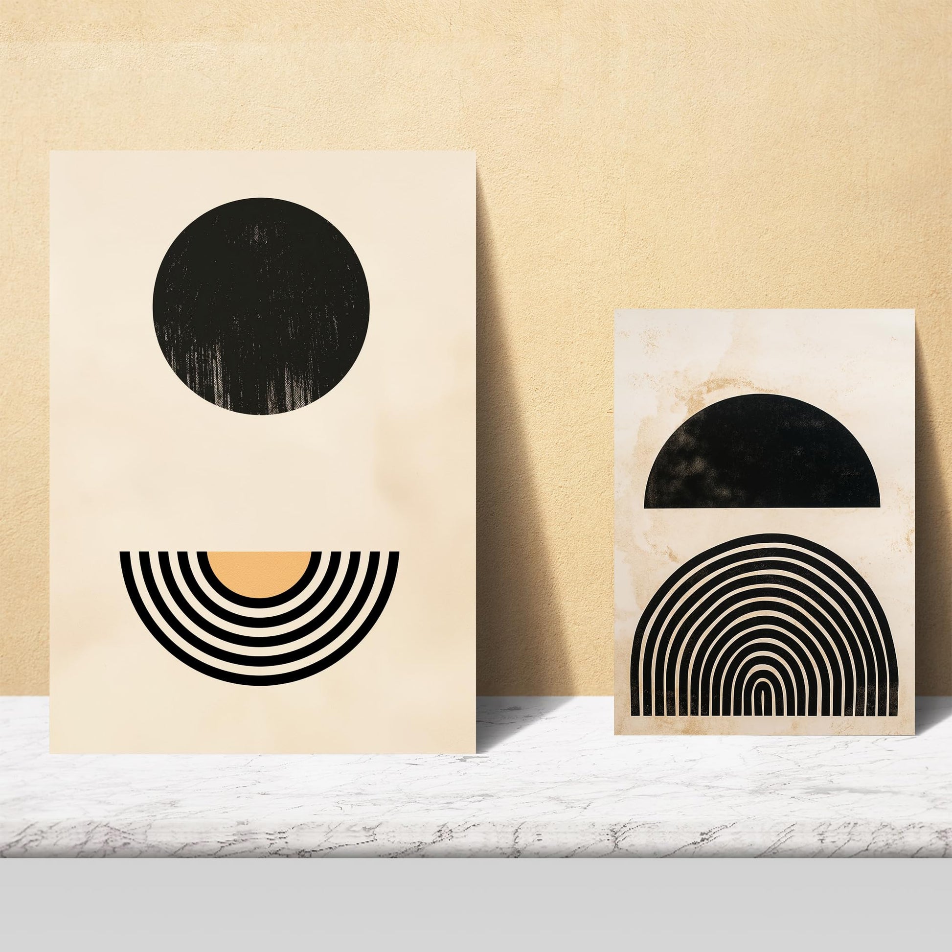 Set of 6 Geometric Mountain Posters A3 & A4 Frameless – Vintage Earth Tones