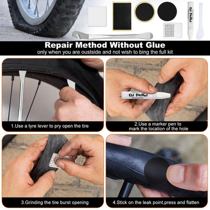 Bicycle Puncture Repair Kit 85pcs for Road & MTB with Patches & Glue - Kit