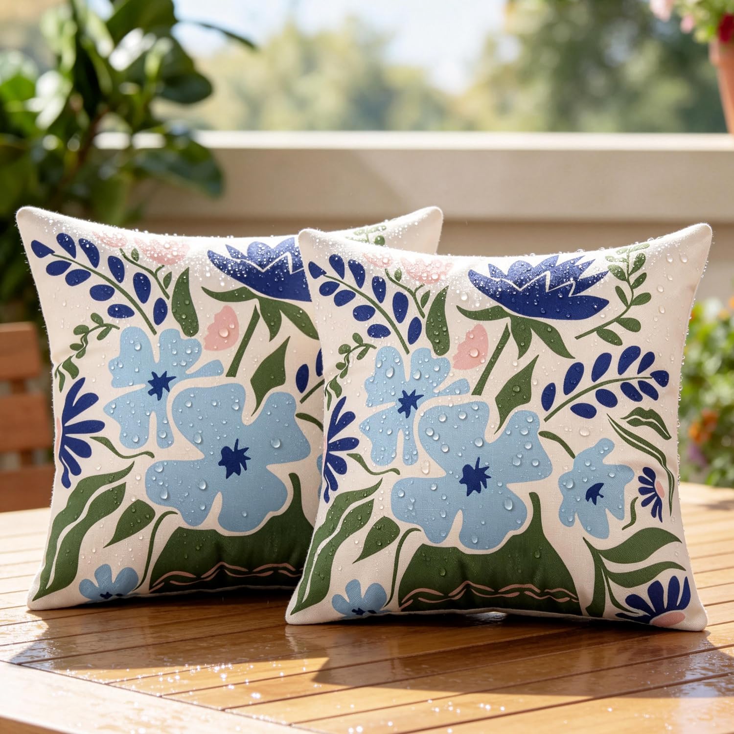 Outdoor Cushion Cover Waterproof Linen Hidden Zipper, Set of 2 – 40x40cm