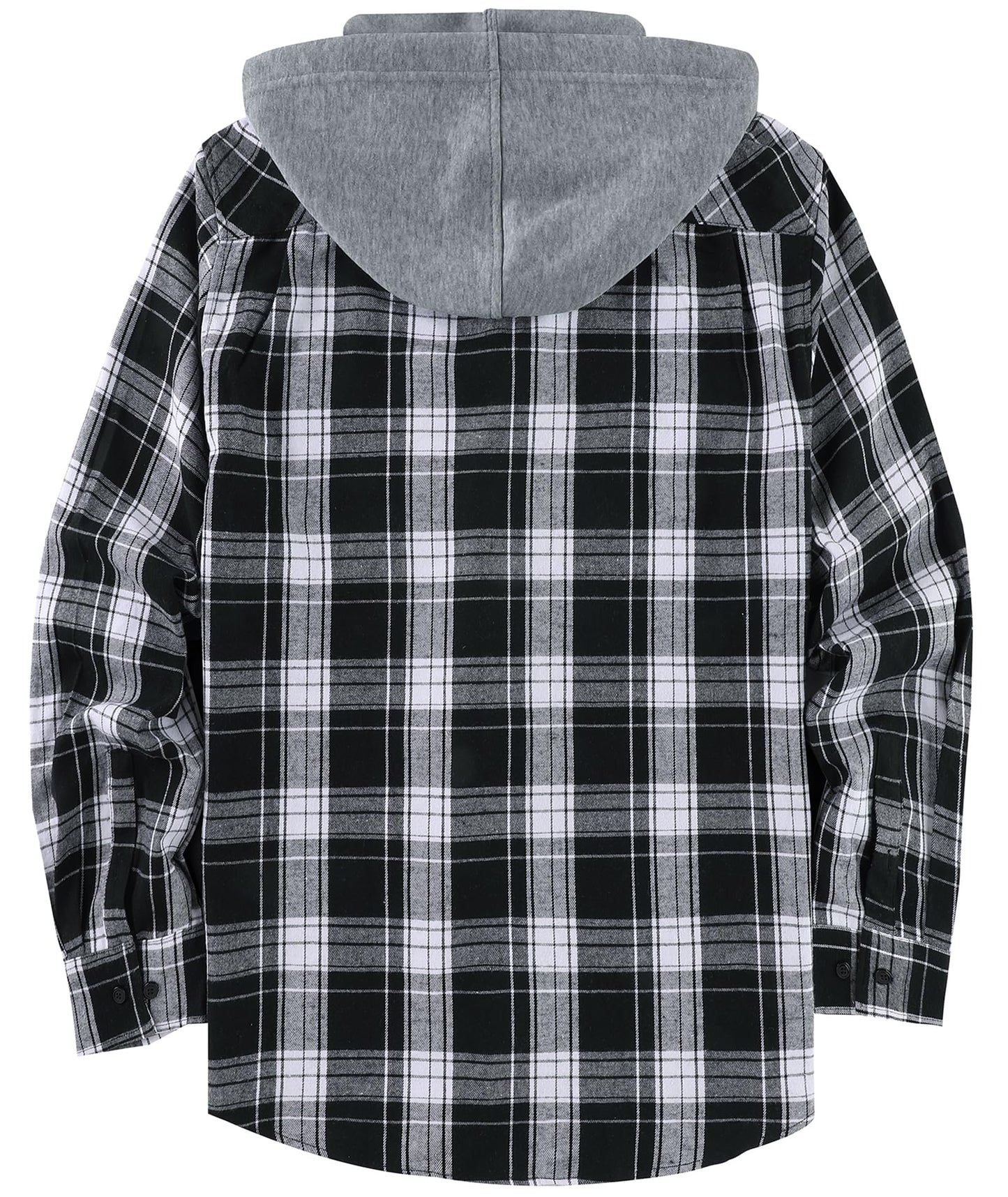 Men's Plaid Flannel Hooded Shirt Long Sleeve Lumberjack Outdoor Casual – Charcoal XXL
