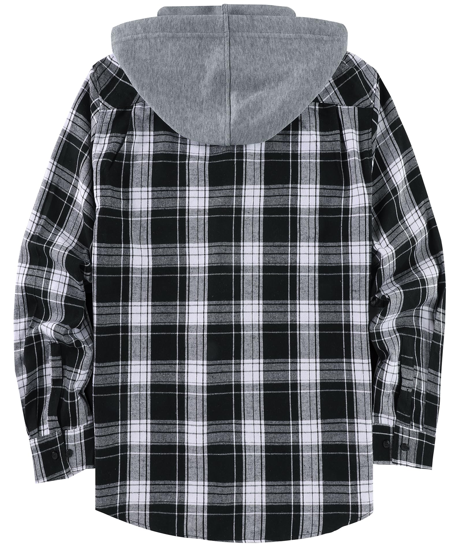 Men's Plaid Flannel Hooded Shirt Long Sleeve Lumberjack Outdoor Casual – Charcoal XXL