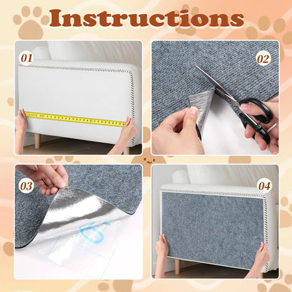 Self Adhesive Cat Scratching Mat for Wall Light Grey