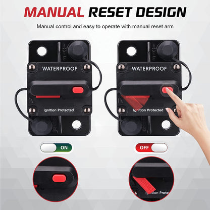 Gebildet 12V-42VDC (300A) Circuit Breaker 300Amp with Manual Reset Waterproof Inline Fuse Inverter for Marine Trolling Motor