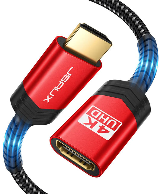 JSAUX HDMI Extension Cable 1M 4K@60Hz 2K@144Hz HDMI 2.0 Extension Male to Female Highspeed Ethernet 18Gbps UHD ARC HDR HDCP