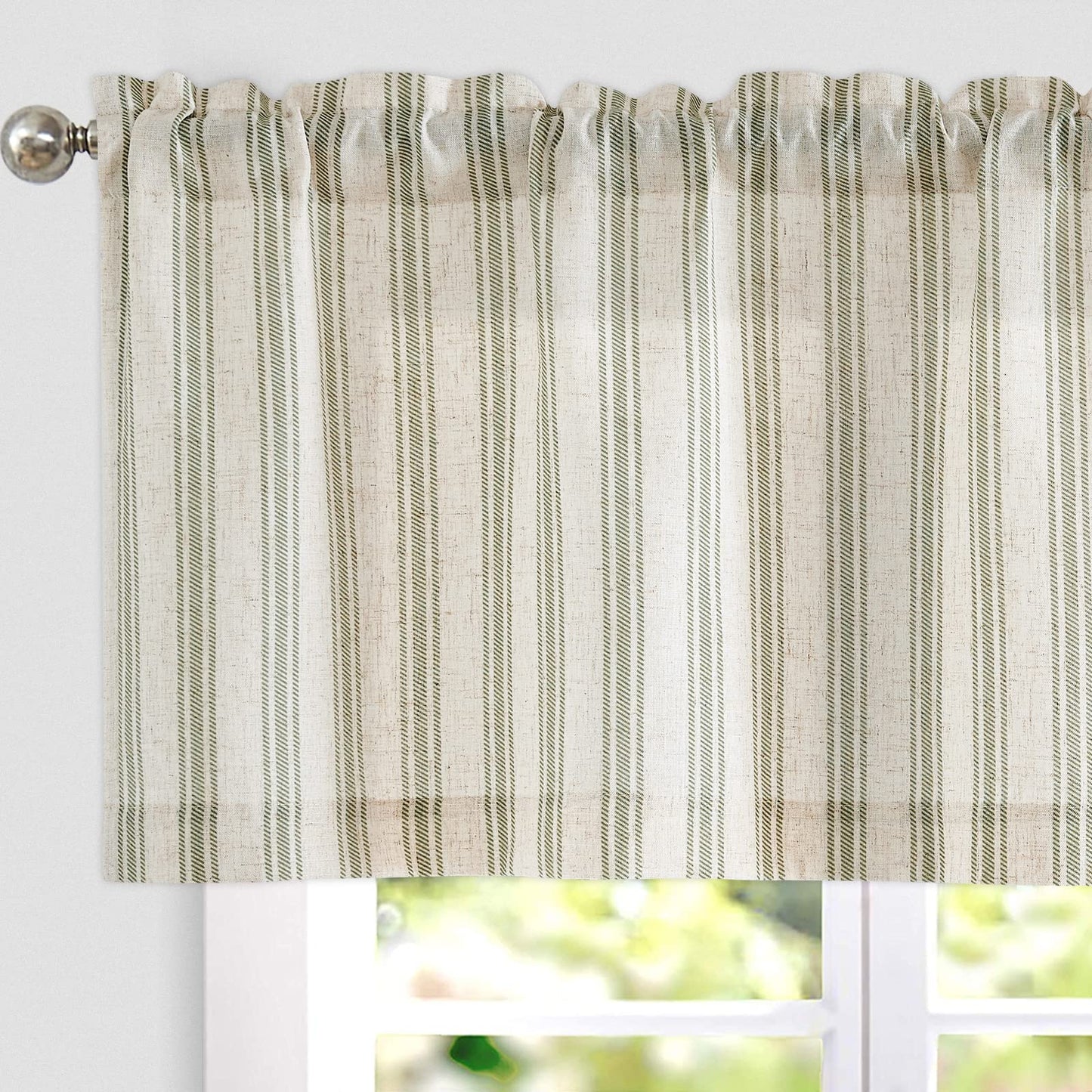 TOPICK Linen Striped Window Curtain Semi-Transparent Bistro Curtain Sheer Curtain Privacy Window Curtain Curtain for Small
