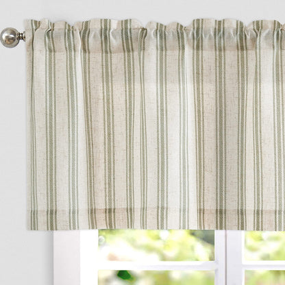 TOPICK Linen Striped Window Curtain Semi-Transparent Bistro Curtain Sheer Curtain Privacy Window Curtain Curtain for Small