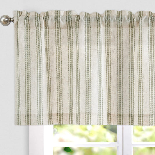 TOPICK Linen Striped Window Curtain Semi-Transparent Bistro Curtain Sheer Curtain Privacy Window Curtain Curtain for Small