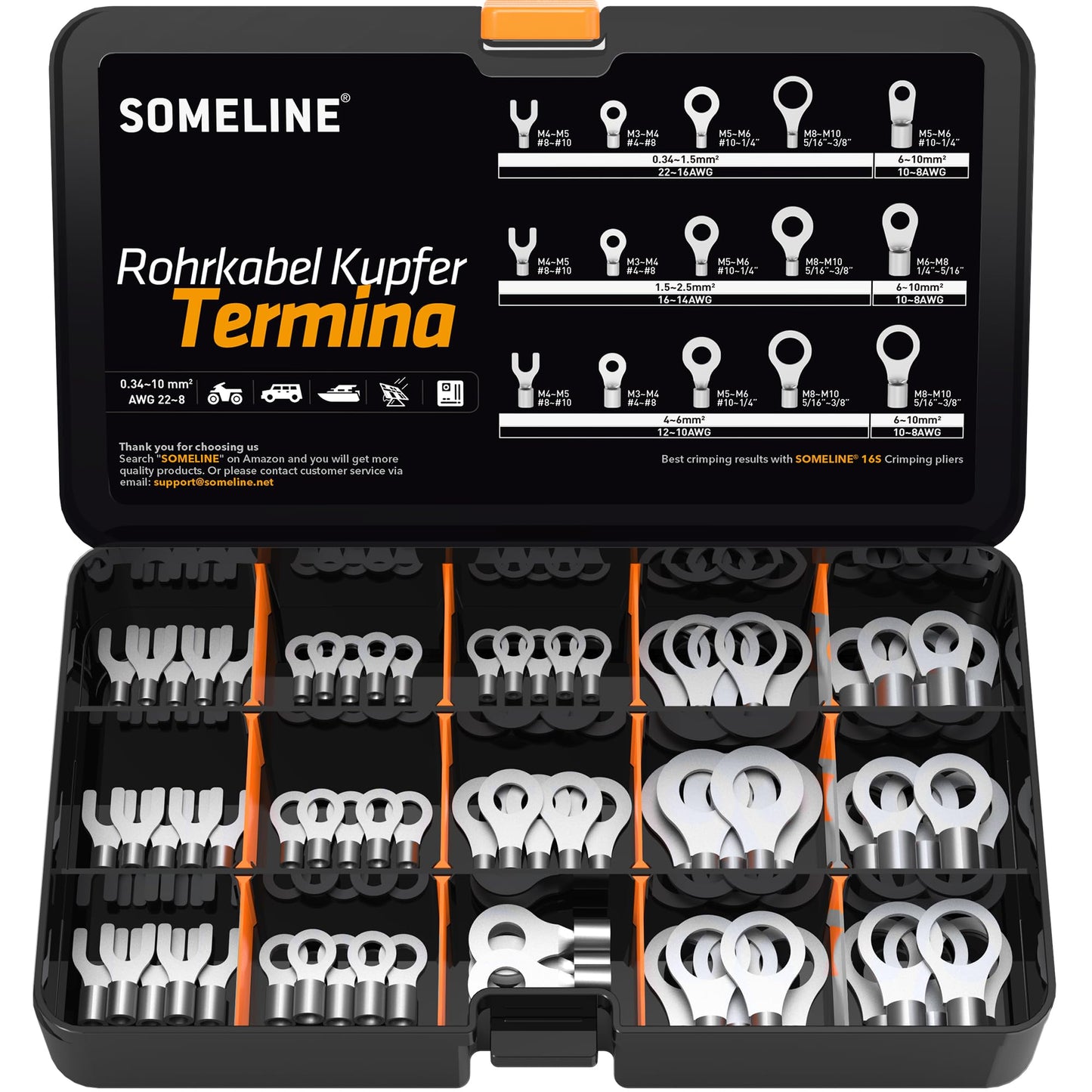 Ring Terminal Set Uninsulated 0.34–10mm² M3–M10 – DIN Series