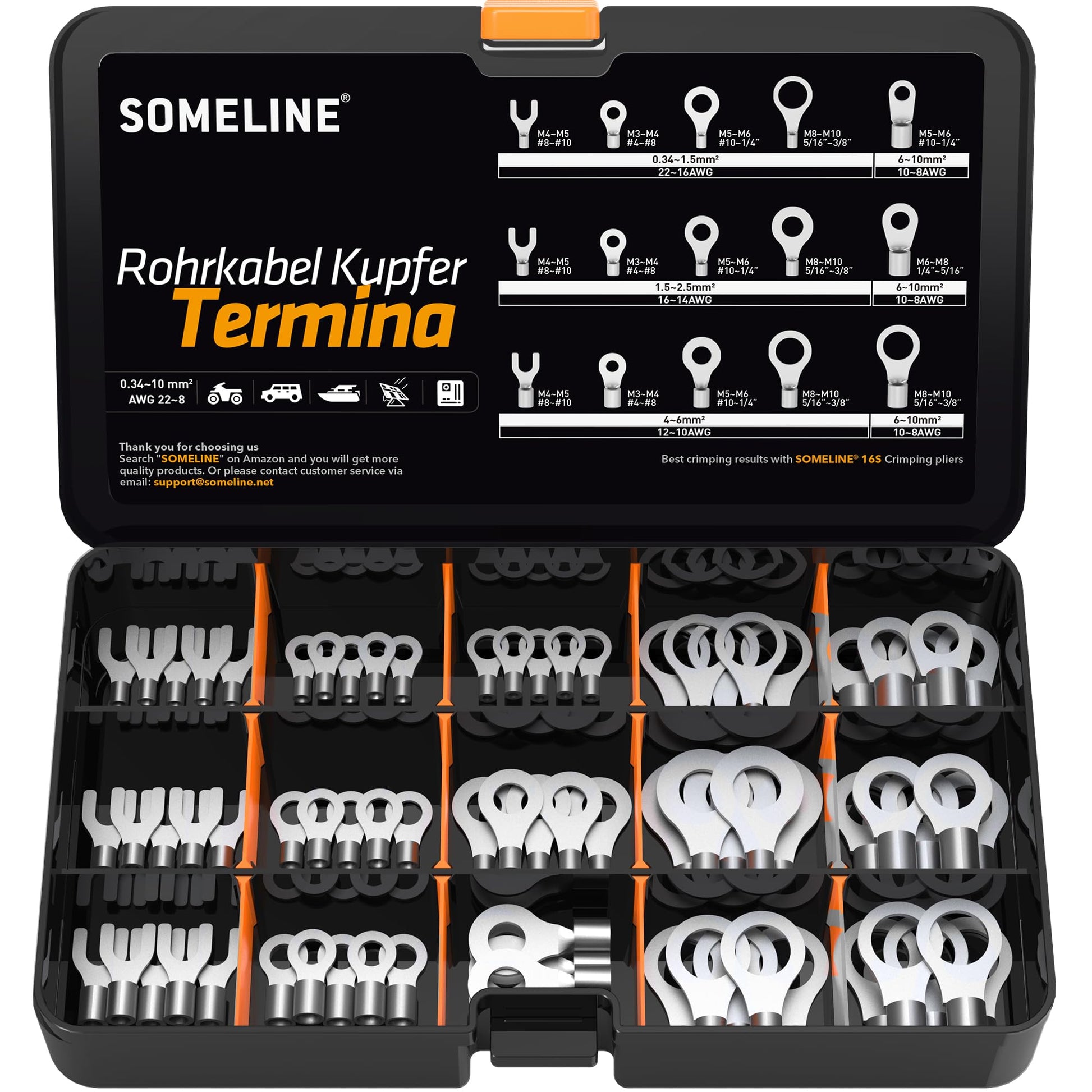 Ring Terminal Set Uninsulated 0.34–10mm² M3–M10 – DIN Series