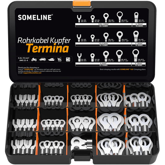 Ring Terminal Set Uninsulated 0.34–10mm² M3–M10 – DIN Series