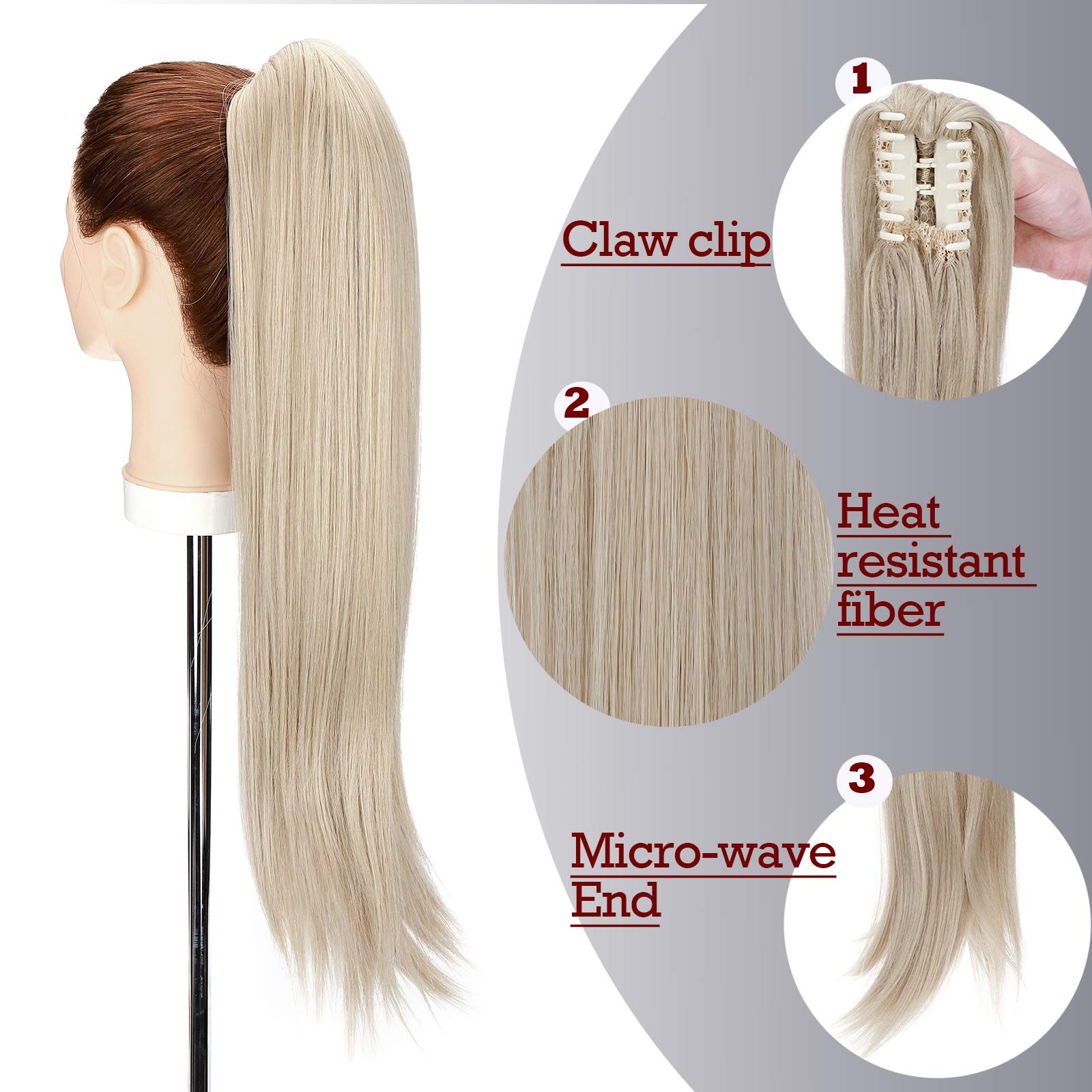 Clip-in Ponytail Braid Heat-Resistant Micro-Wavy Hairpiece 55cm – Ash Blonde Mix