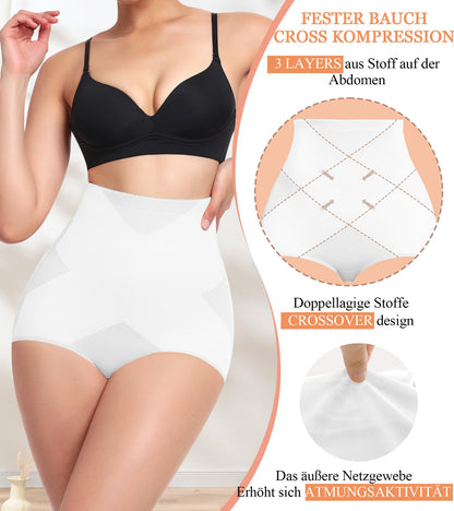 Women's High Waist Tummy Control Shapewear Briefs – White M