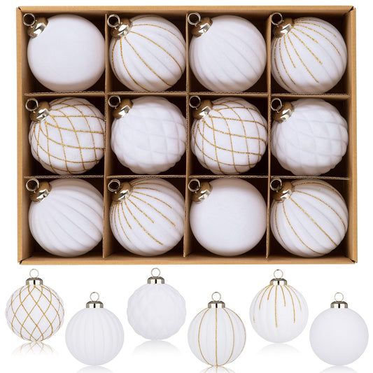 Set of 12 Velvet Christmas Baubles 8cm Vintage Style – Brown