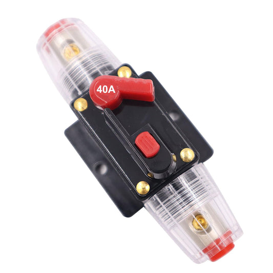 Inline Resettable Fuse Holder 40A 12–24V DC Automotive Marine Solar Protection – 40A