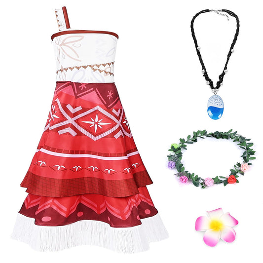 Children's Moana Princess Costume 4 Pcs with Accessories – 150cm