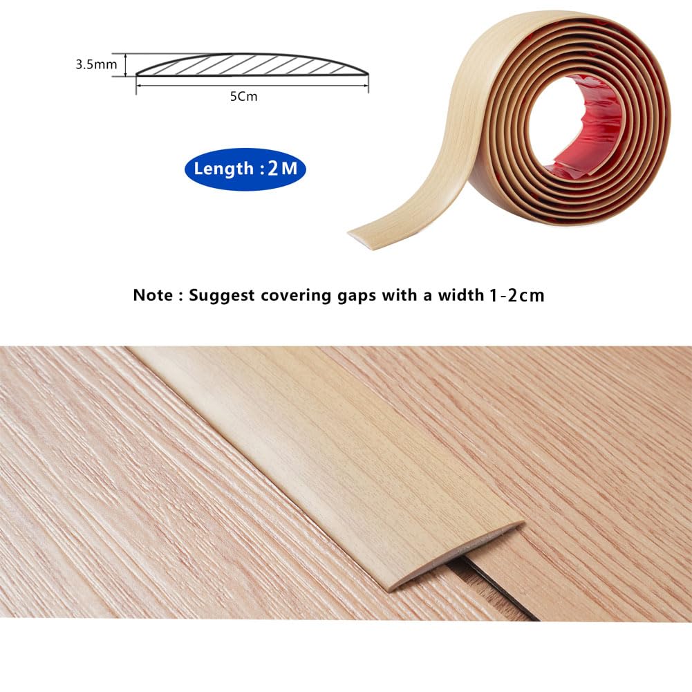 Flat Floor Transition Strip Self-Adhesive 2m Vinyl Threshold 5cm – Beige Oak Grain