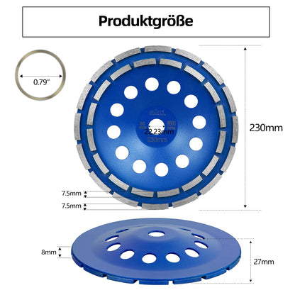 SALI High quality diamond spring, 230 x 22.2 mm, double row grinding disc, diamond plate, universal for concrete, natural