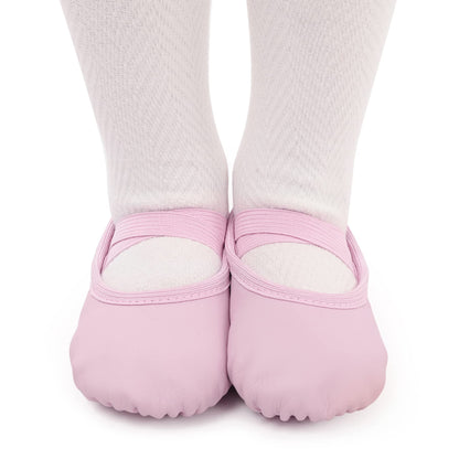 Leather Ballet Shoes Full Sole Dance Slippers for Children & Women Sizes 22–40 – Pink/Beige/Black