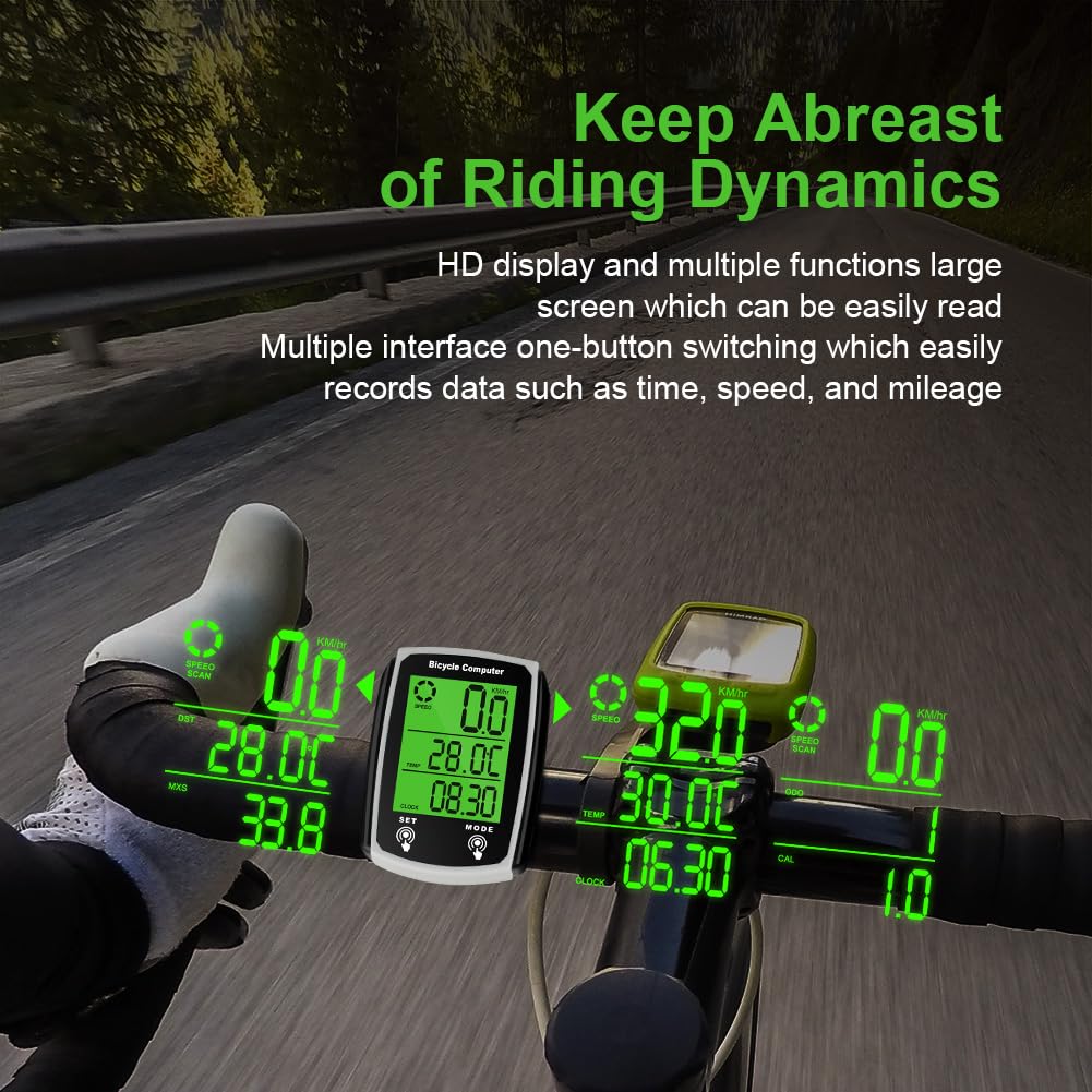 URAQT Digital Bicycle Computer 19 Functions Waterproof – Black
