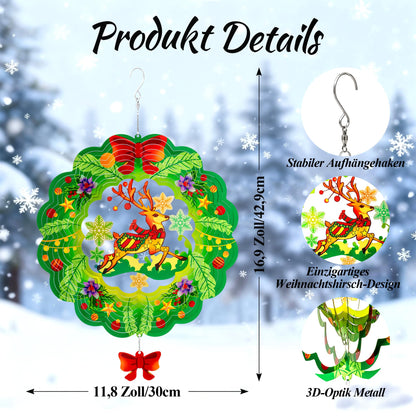 3D Deer Wind Chimes Outdoor Colourful Windchime for Garden & Patio – Multicolour