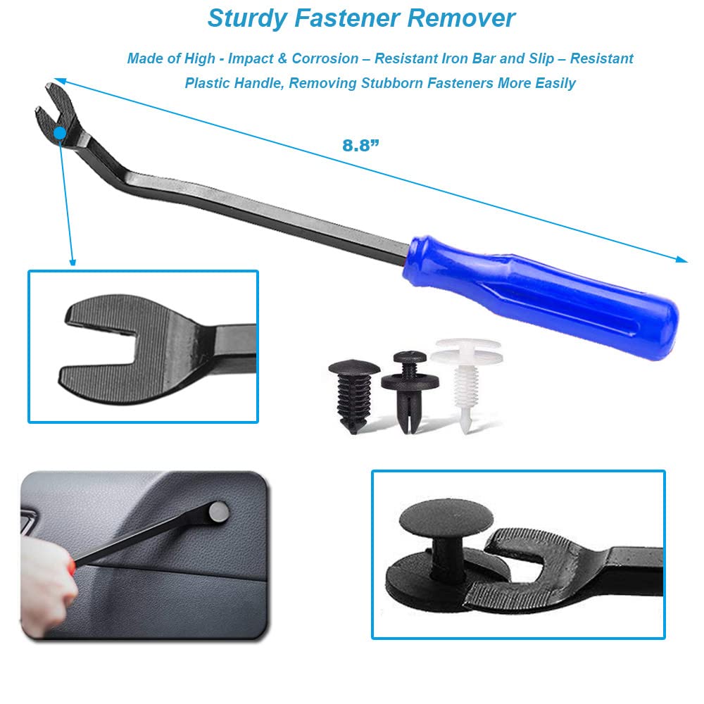 Car Trim Removal Tool Set 6pc Fastener Rivet Remover Plastic Pry & Wedge Tools