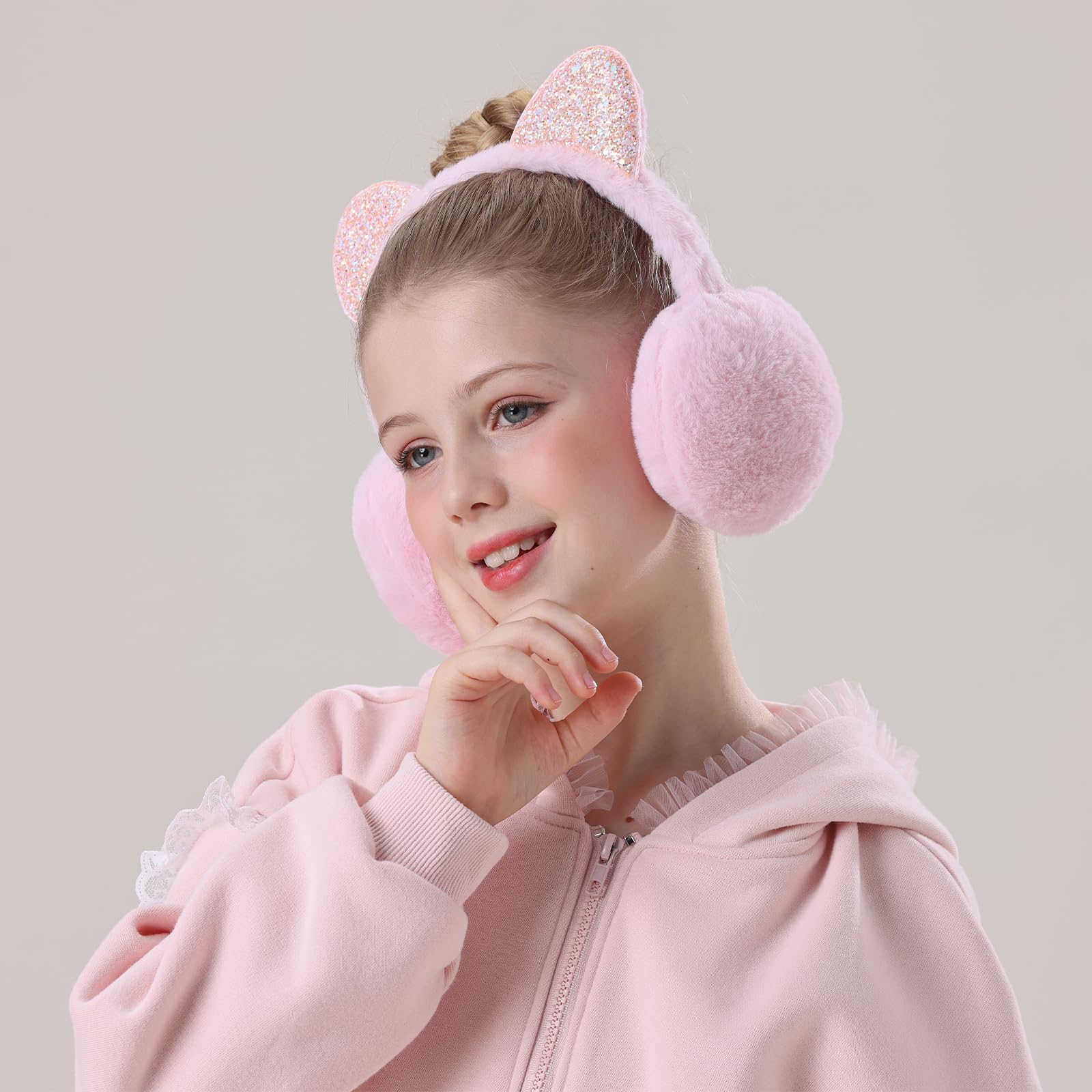 Ear Muffs for Girls Soft Plush Adjustable Warmers – Winter Black