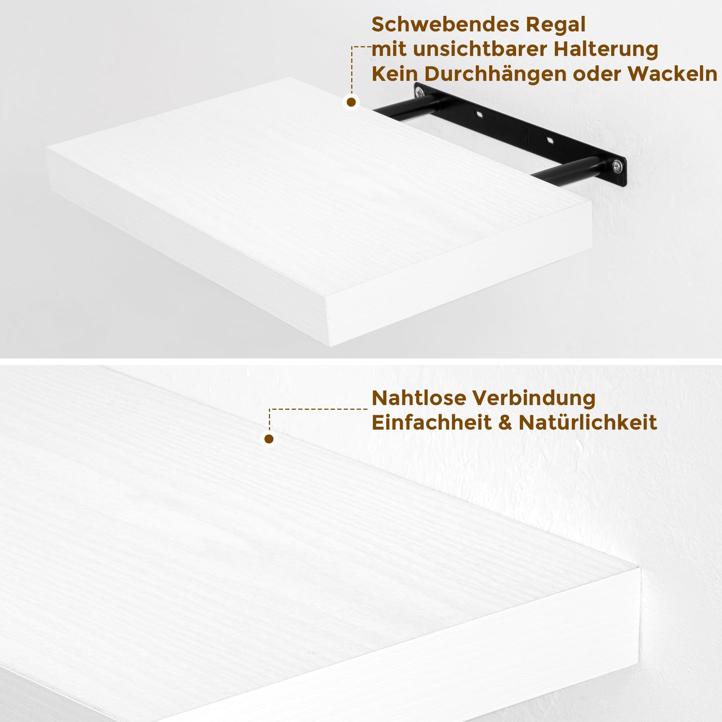 Wall Shelf Set of 2 MDF Floating Shelf – White 40cm