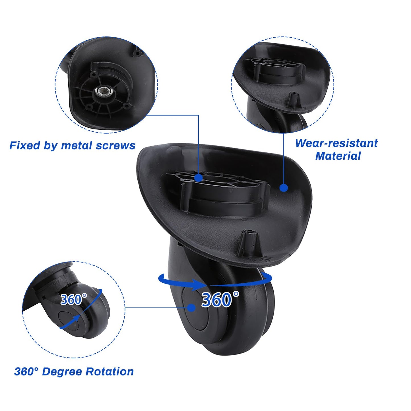 Pack of 2 replacement wheels for suitcases, luggage replacement wheels, universal luggage replacement wheel, suitcase wheels