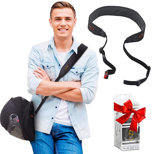 EZ-GO Motorcycle Helmet Shoulder Strap - Adjustable Helmet Strap with Ratchet Closure for Free Hands - Motorcycle Accessories