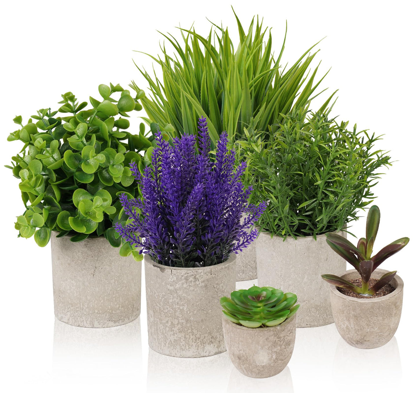 ilauke Artificial Plants, 6 Pack Small Artificial Plants, Artificial Plant with Pot, Plastic Plant Fake Plant Potted Plant