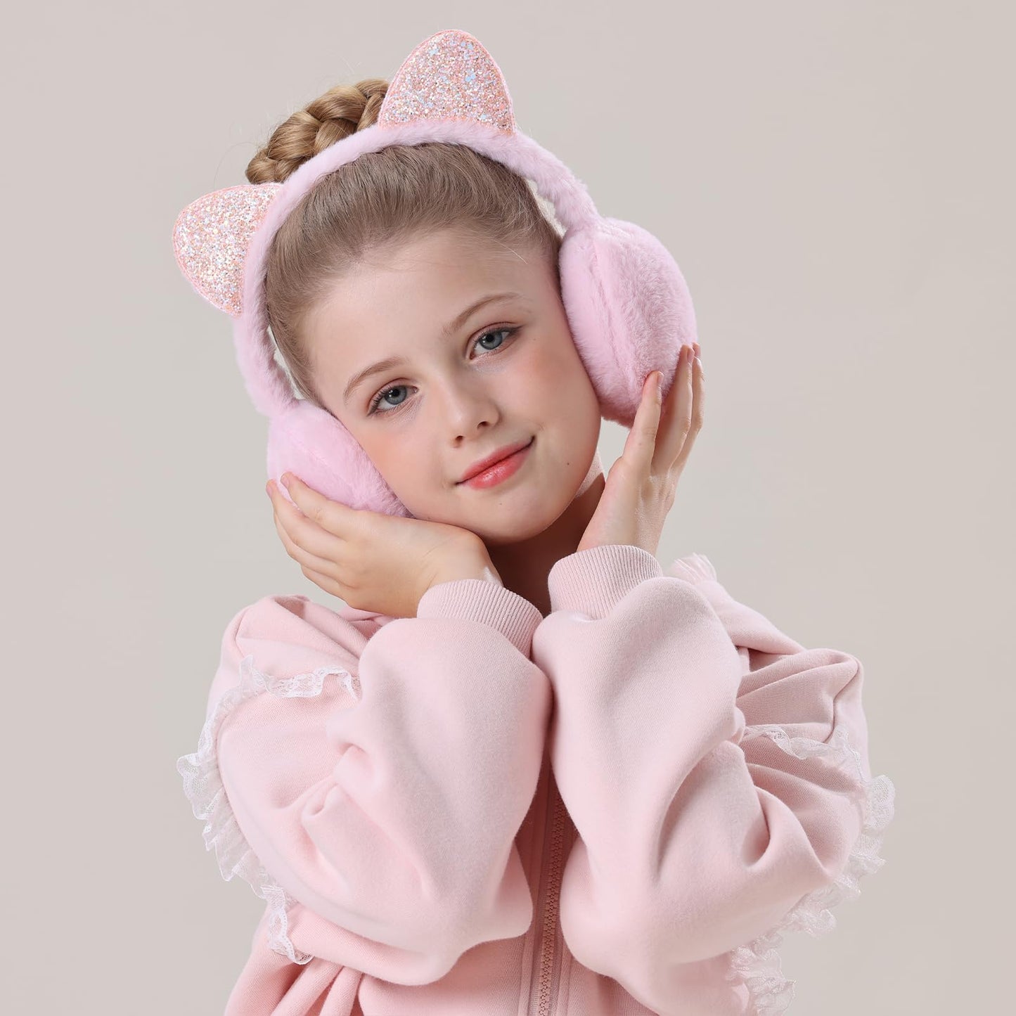 Ear Muffs for Girls Soft Plush Adjustable Warmers – Winter Black