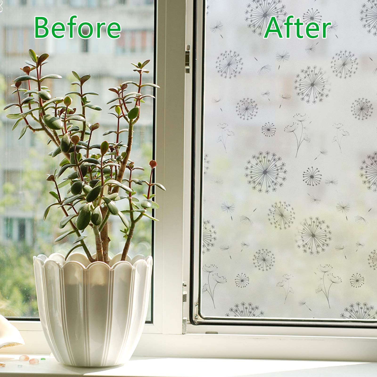 FILMGOO 3D Window Film Privacy Film Anti-UV Stained Glass Decorative Film Static Cling Self-Adhesive Window Sticker,