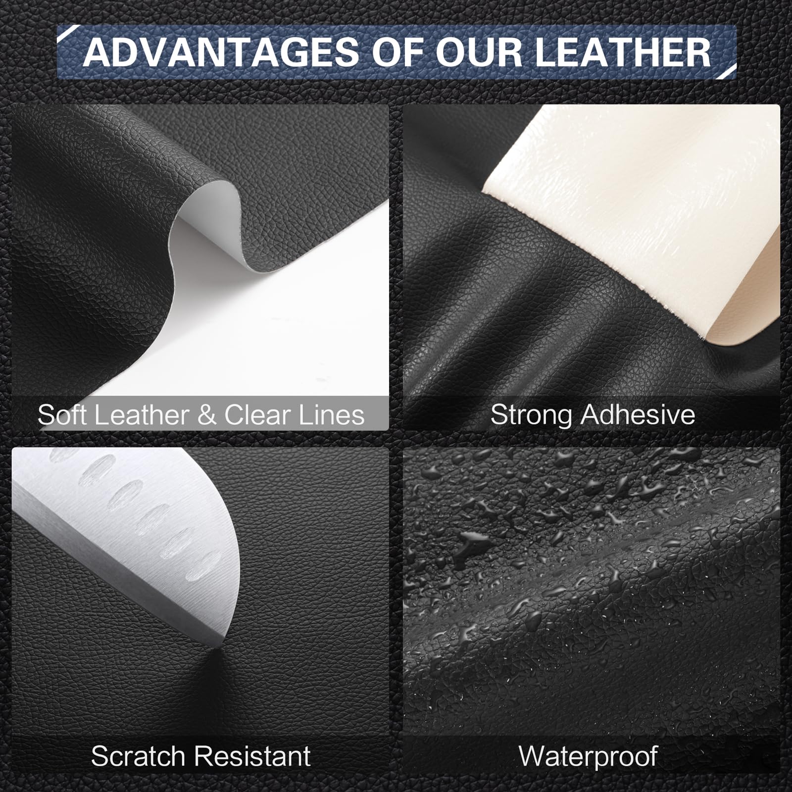 Faux Leather Repair Kit Self-Adhesive 40 x 160 cm – Black