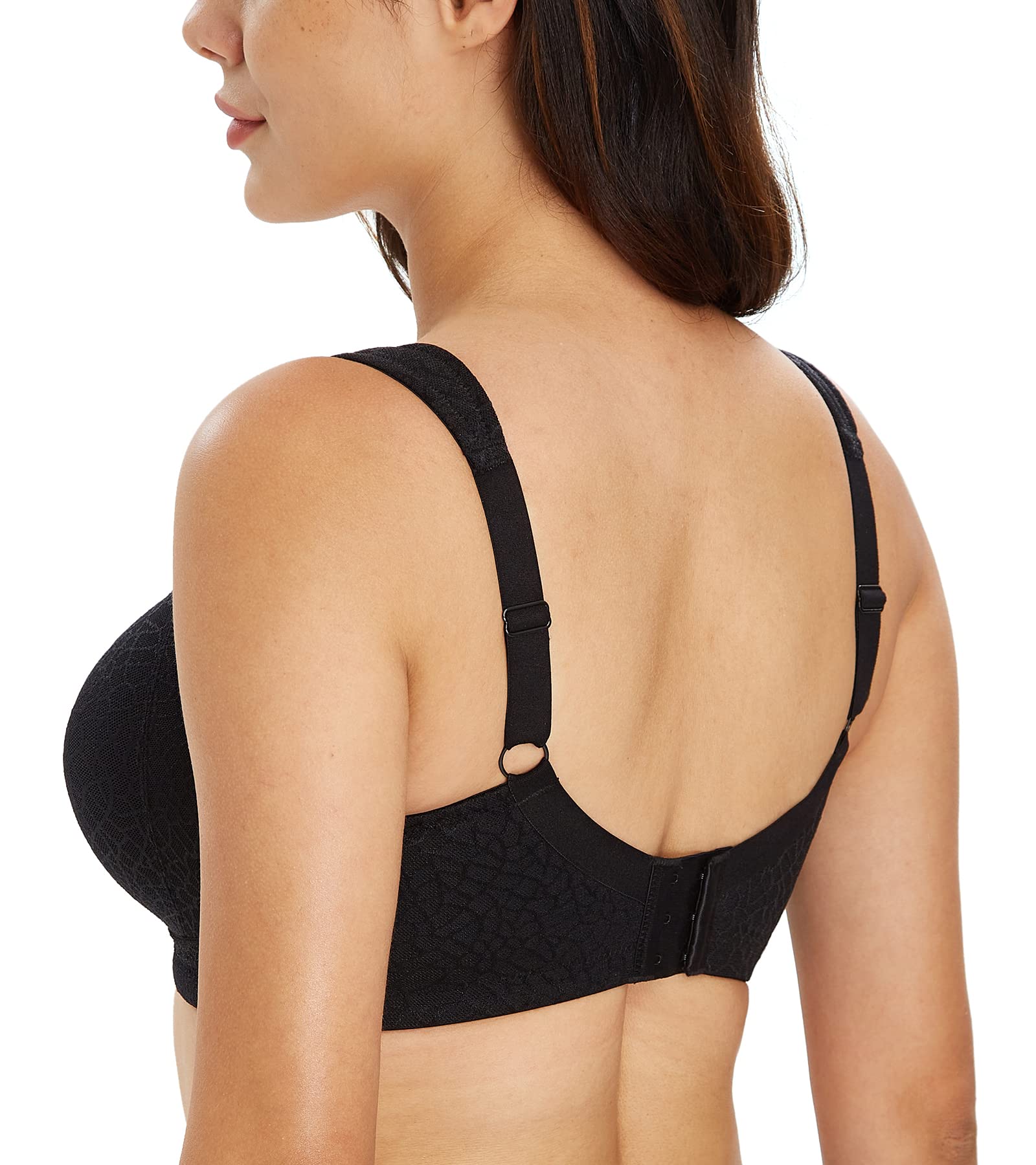 Women's Full Cup Minimizer Bra Wireless Unpadded Strong Support – Black 110C