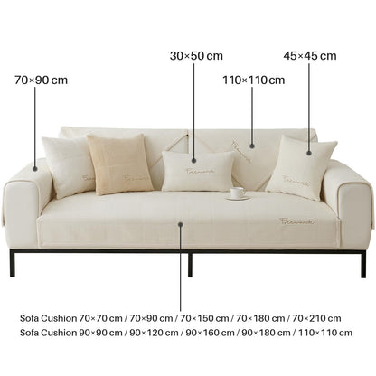3-Seater Velvet Sofa Cover Non-Slip Pet-Friendly Protective – White 90×90cm