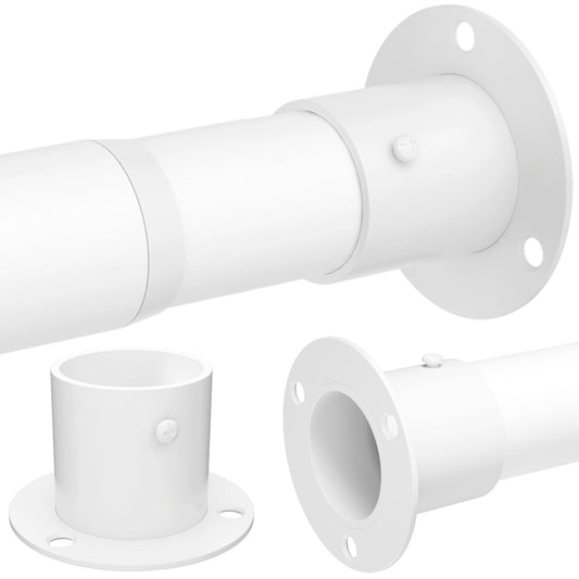 Adjustable Wardrobe Rail Heavy Duty Clothes Rod 68-90cm Ø32mm – White