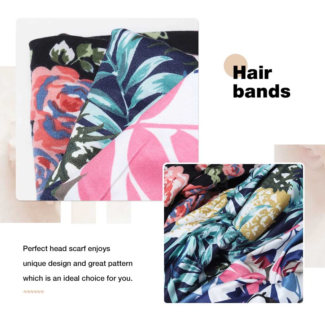 Boho Flower Yoga Headbands Cross Elastic Headwraps 3-Pack - Multi