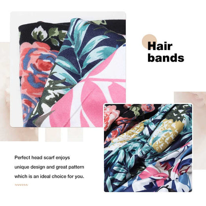 Boho Flower Yoga Headbands Cross Elastic Headwraps 3-Pack - Multi