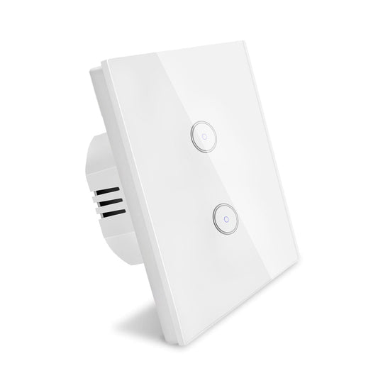 Smart Light Switch 2 Gang Wi-Fi Alexa & Google Compatible with Timer Function – White