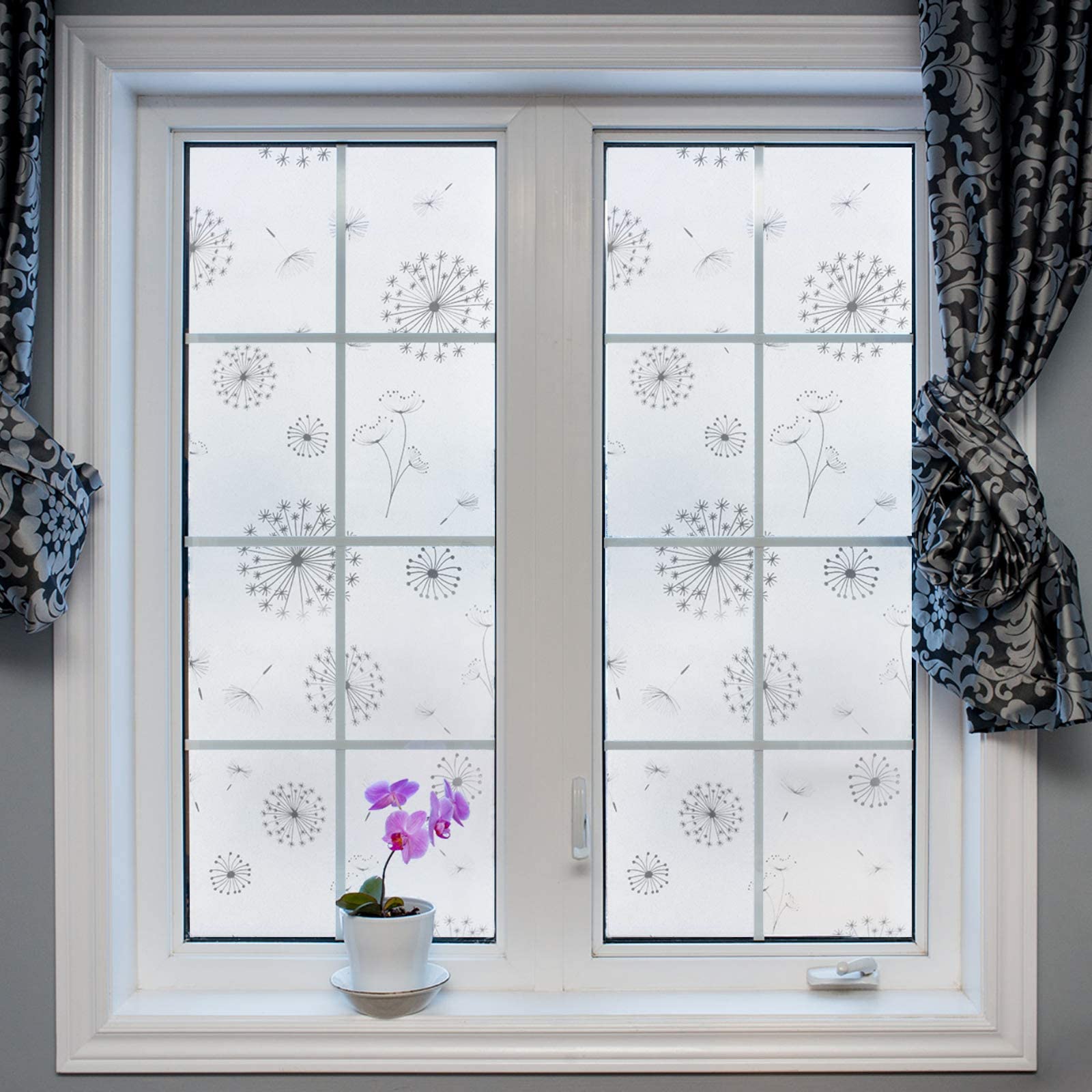 FILMGOO 3D Window Film Privacy Film Anti-UV Stained Glass Decorative Film Static Cling Self-Adhesive Window Sticker,