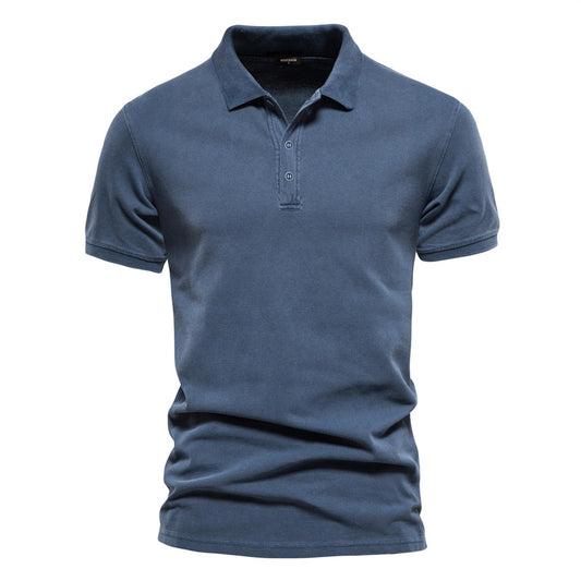Men’s Cotton Polo Shirt Short Sleeve Casual – Blue XL