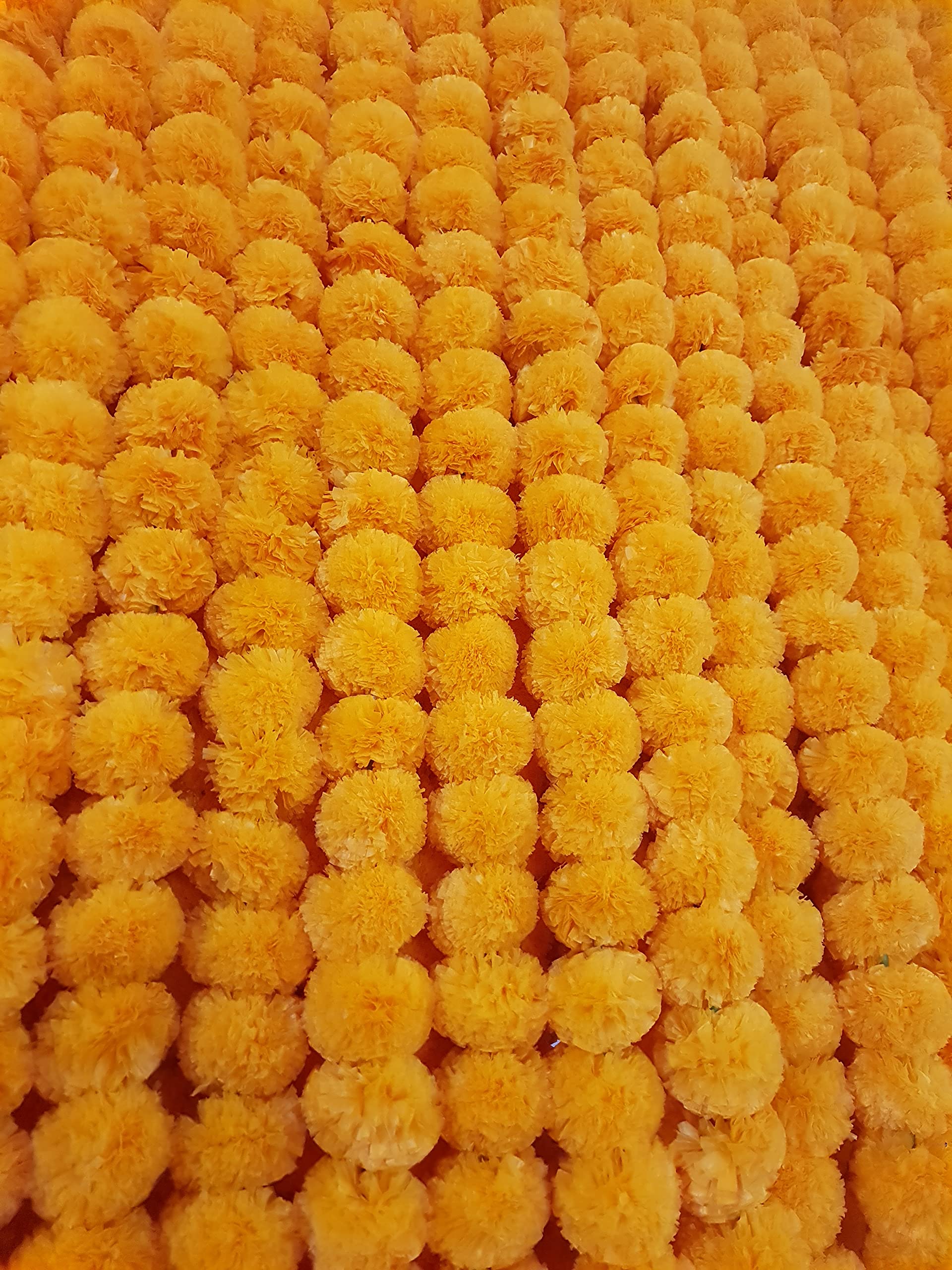 Decoration Craft 5pcs Artificial Light Orange Marigold Garlands 152cm Long for Party, Indian Wedding, Indian Theme