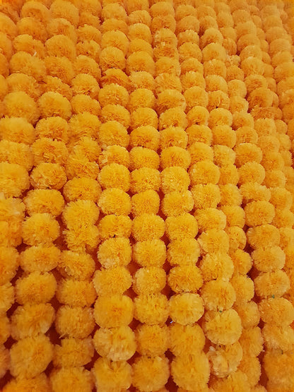 Decoration Craft 5pcs Artificial Light Orange Marigold Garlands 152cm Long for Party, Indian Wedding, Indian Theme