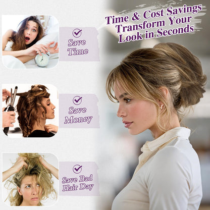 Short Hairpiece with Claw Clips Flexible Wires – Medium Brown Blonde 20cm