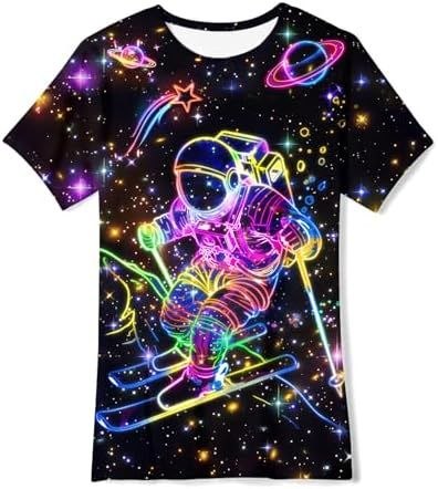 Boys' T-Shirt Short Sleeve Crew Neon Astronaut Print – 9-10 Years