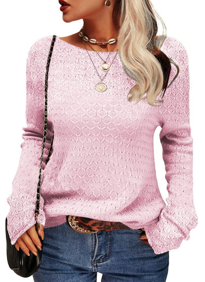 Women's Long Sleeve Slim Knit Pullover Round Neck Autumn Sweater