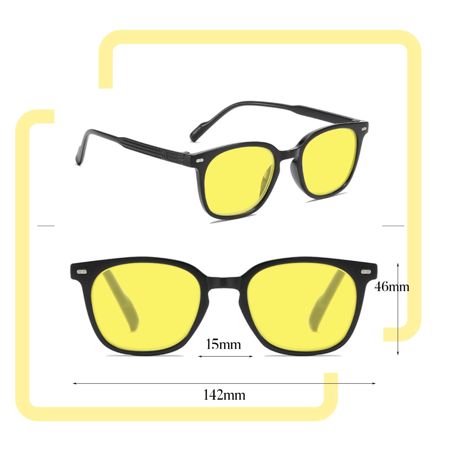 Polarized Anti‑Glare Yellow Lens Glasses for Driving & Cycling – Yellow