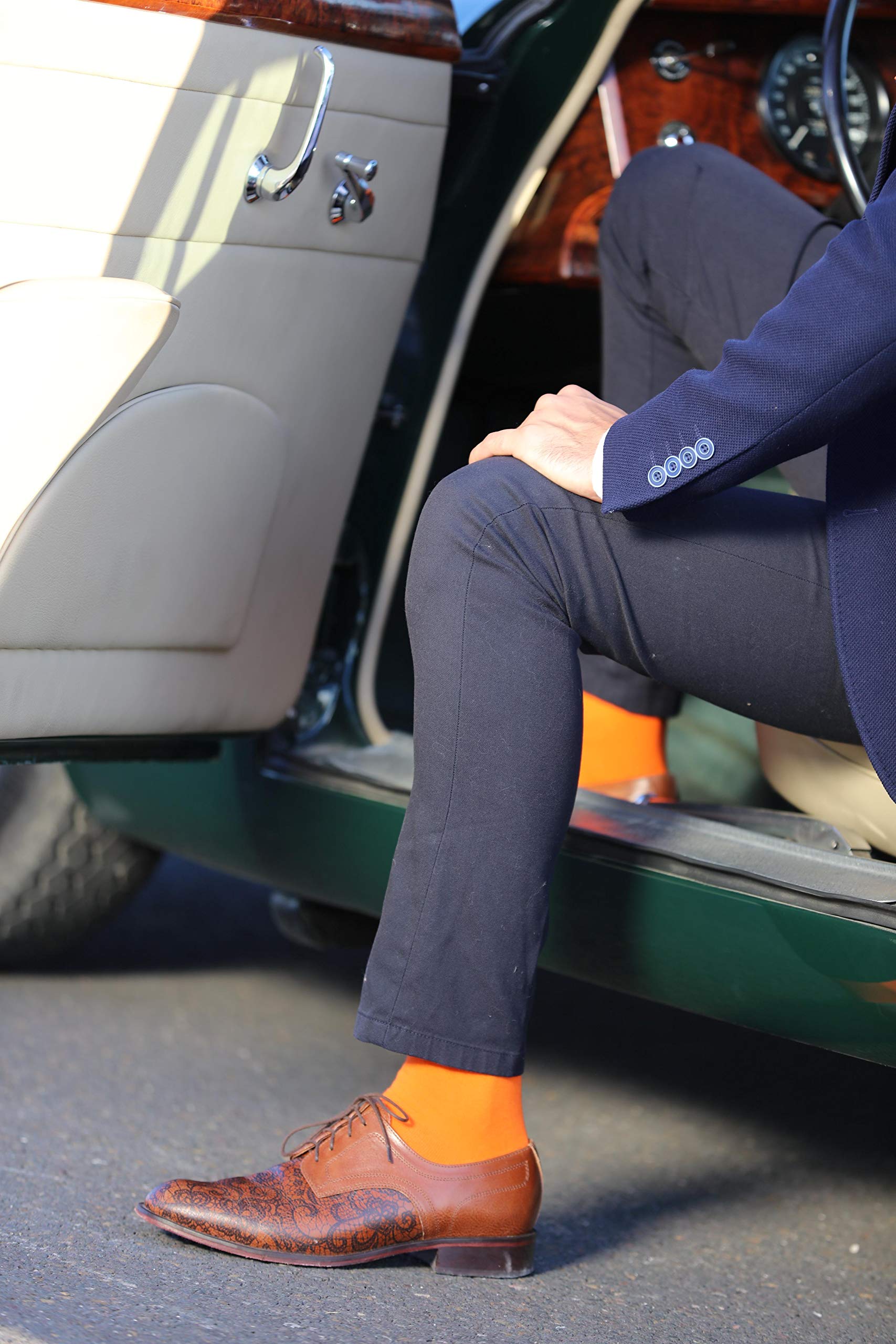 Rainbow Socks - Women Men Classic Colorful Cotton Socks - 6 Pairs - Orange Red Yellow Green Sea Green - Sizes 36-38