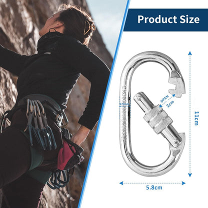 Oval Carabiner Heavy Duty Screw Locking Carabiner 25KN – Black 2 Pieces
